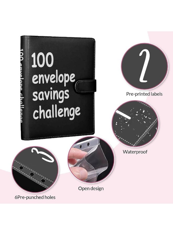 100 envelope savings challenge, 100 envelope challenge binder, an easy and fun way to save money, savings challenge budget binder, containing cash envelopes, suitable for offices, homes, schools (black) - Image 4